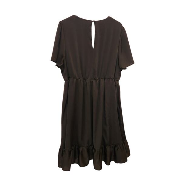 Torrid Mini Bubble Charmeuse Faux Wrap Dress Flutter Sleeves Party Black Size 2X - Picture 2 of 8